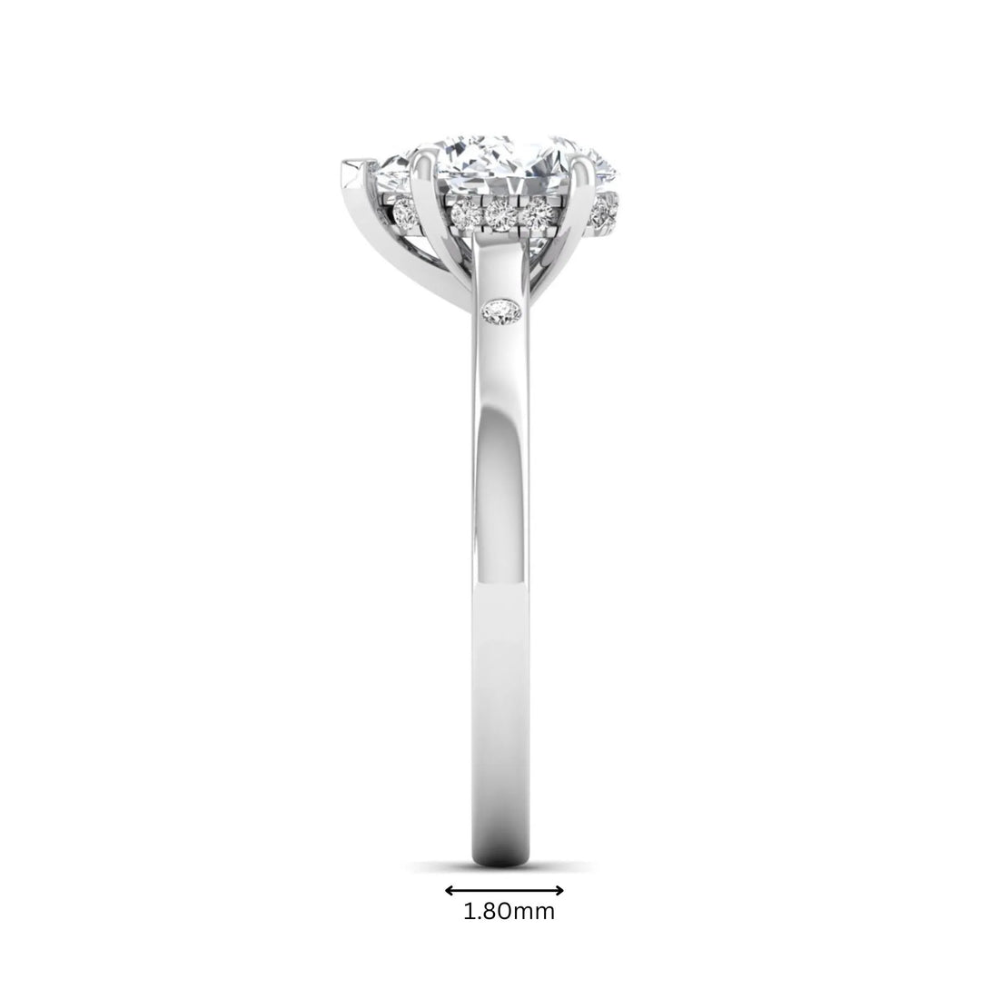 OctaPearl 2 ct Pear Cut Flush Set Hidden Halo Lab Grown Diamond Engagement Ring