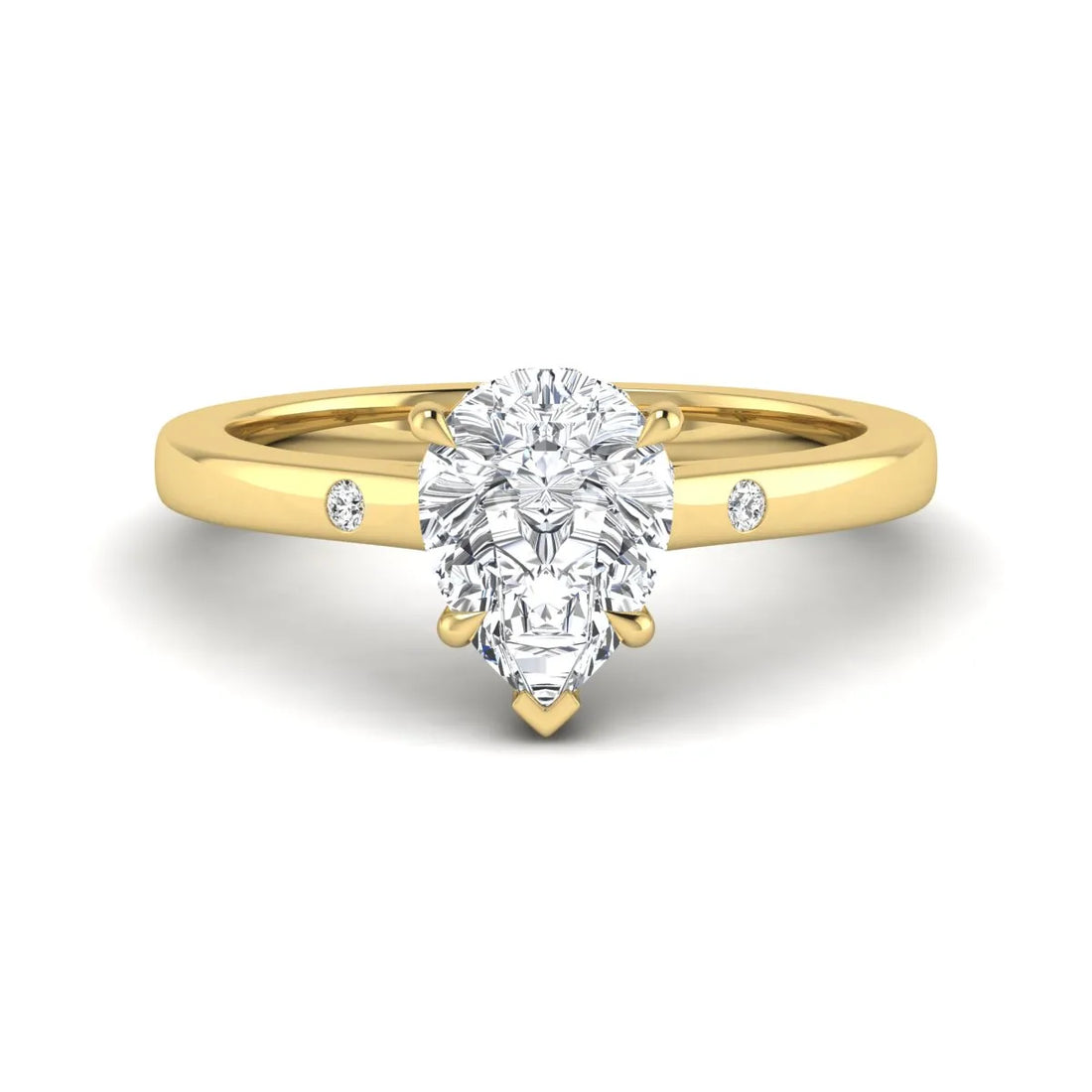 OctaPearl 2 ct Pear Cut Flush Set Hidden Halo Lab Grown Diamond Engagement Ring
