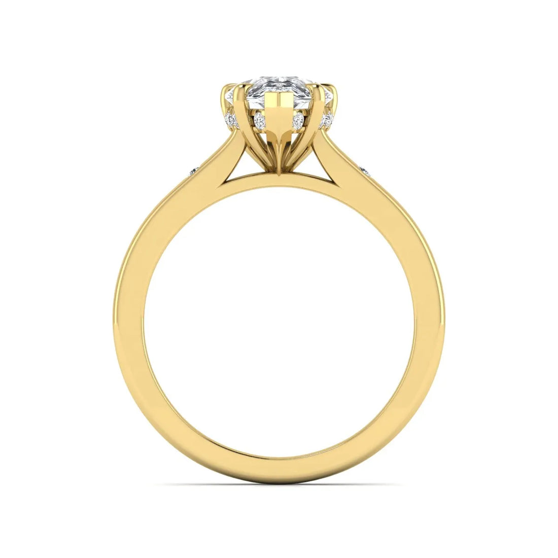 OctaPearl 2 ct Pear Cut Flush Set Hidden Halo Lab Grown Diamond Engagement Ring