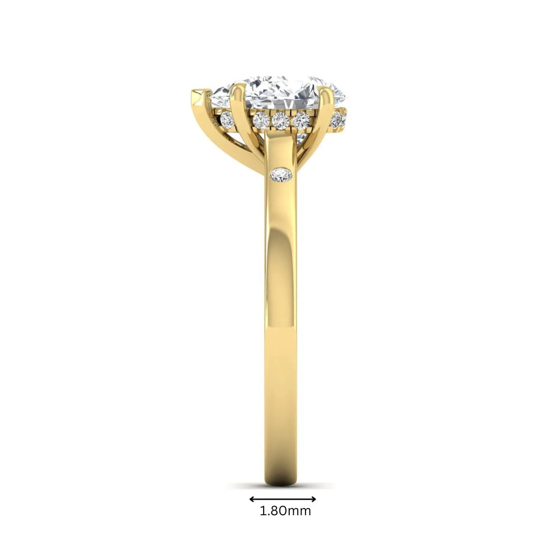 OctaPearl 2 ct Pear Cut Flush Set Hidden Halo Lab Grown Diamond Engagement Ring