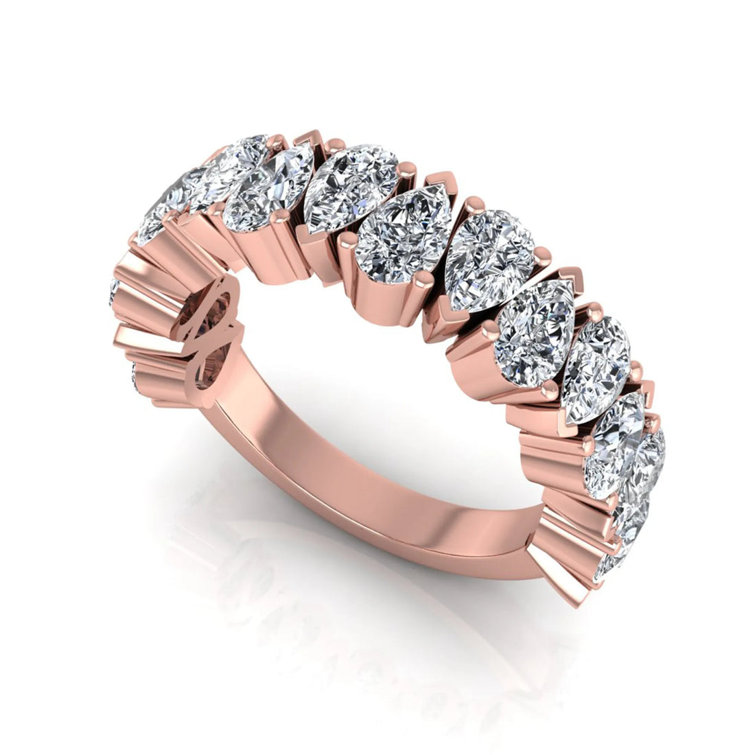 OctaPearl Pear Cut Lab Grown Diamond Half Eternity Wedding Band