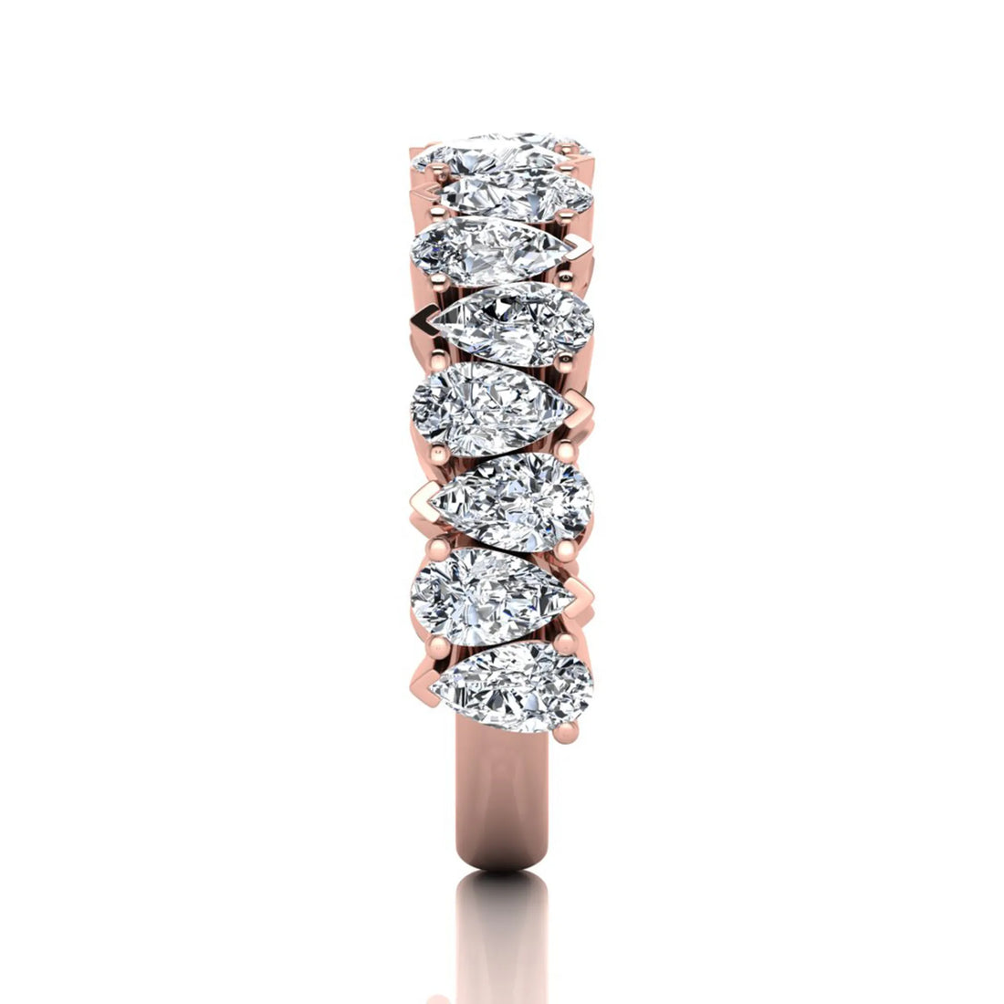 OctaPearl Pear Cut Lab Grown Diamond Half Eternity Wedding Band
