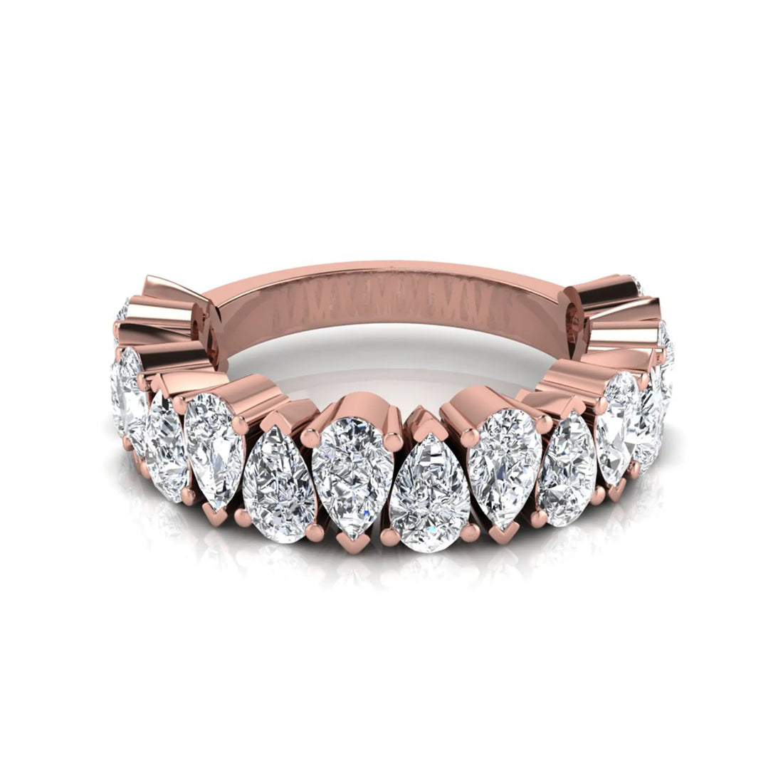 OctaPearl Pear Cut Lab Grown Diamond Half Eternity Wedding Band