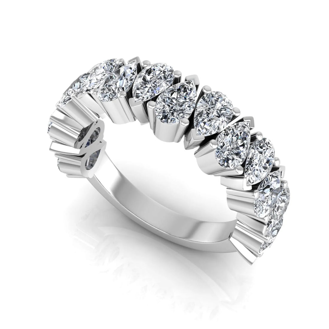 OctaPearl Pear Cut Lab Grown Diamond Half Eternity Wedding Band