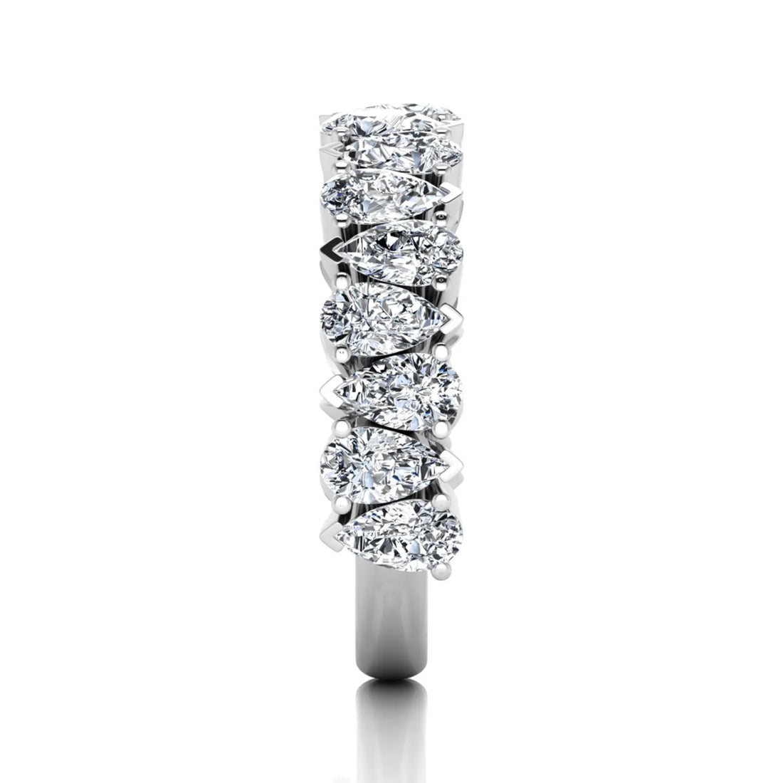 OctaPearl Pear Cut Lab Grown Diamond Half Eternity Wedding Band