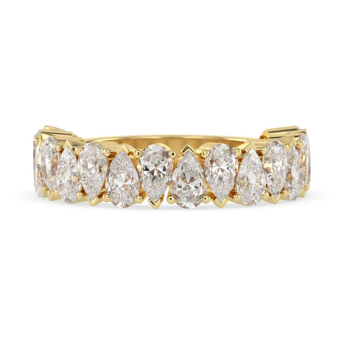 OctaPearl Pear Cut Lab Grown Diamond Half Eternity Wedding Band