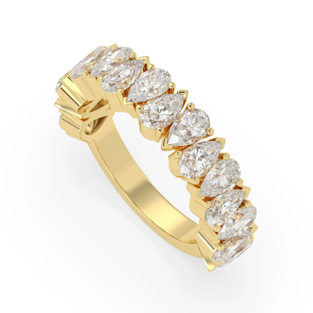OctaPearl Pear Cut Lab Grown Diamond Half Eternity Wedding Band