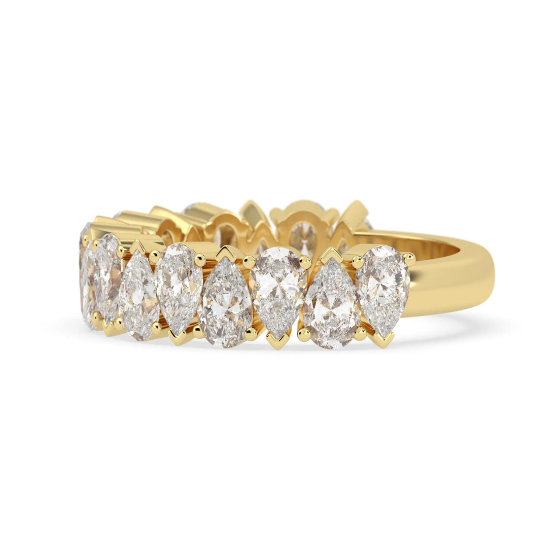 OctaPearl Pear Cut Lab Grown Diamond Half Eternity Wedding Band