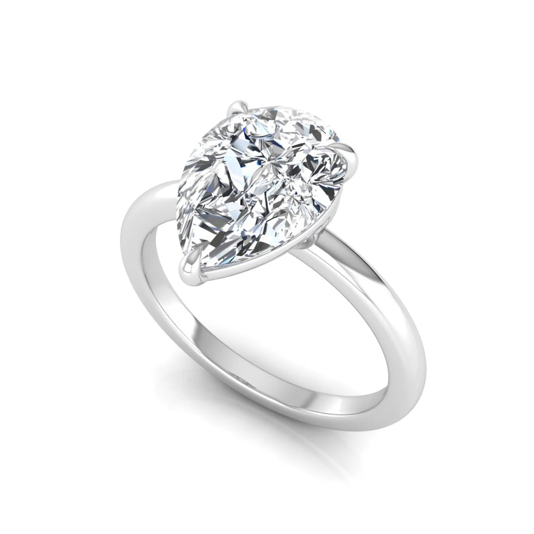 OctaPearl 3 ct Pear Cut Lab Grown Diamond Solitaire Engagement Ring