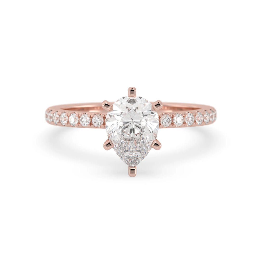 OctaPearl 2 ct Pear Cut Lab Grown Diamond Solitaire Pave Engagement Ring