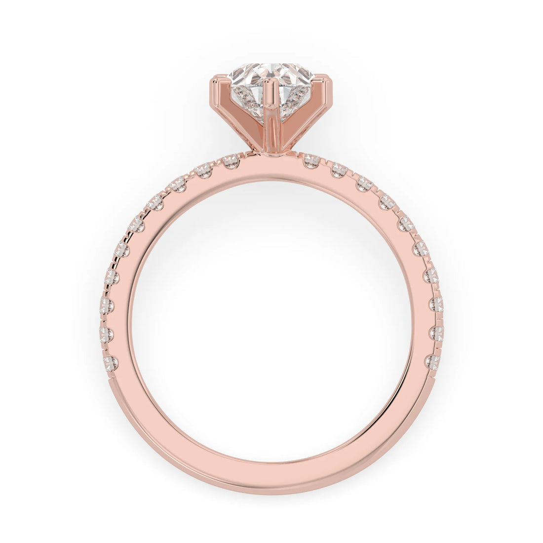 OctaPearl 2 ct Pear Cut Lab Grown Diamond Solitaire Pave Engagement Ring