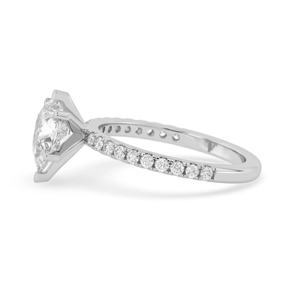 OctaPearl 2 ct Pear Cut Lab Grown Diamond Solitaire Pave Engagement Ring