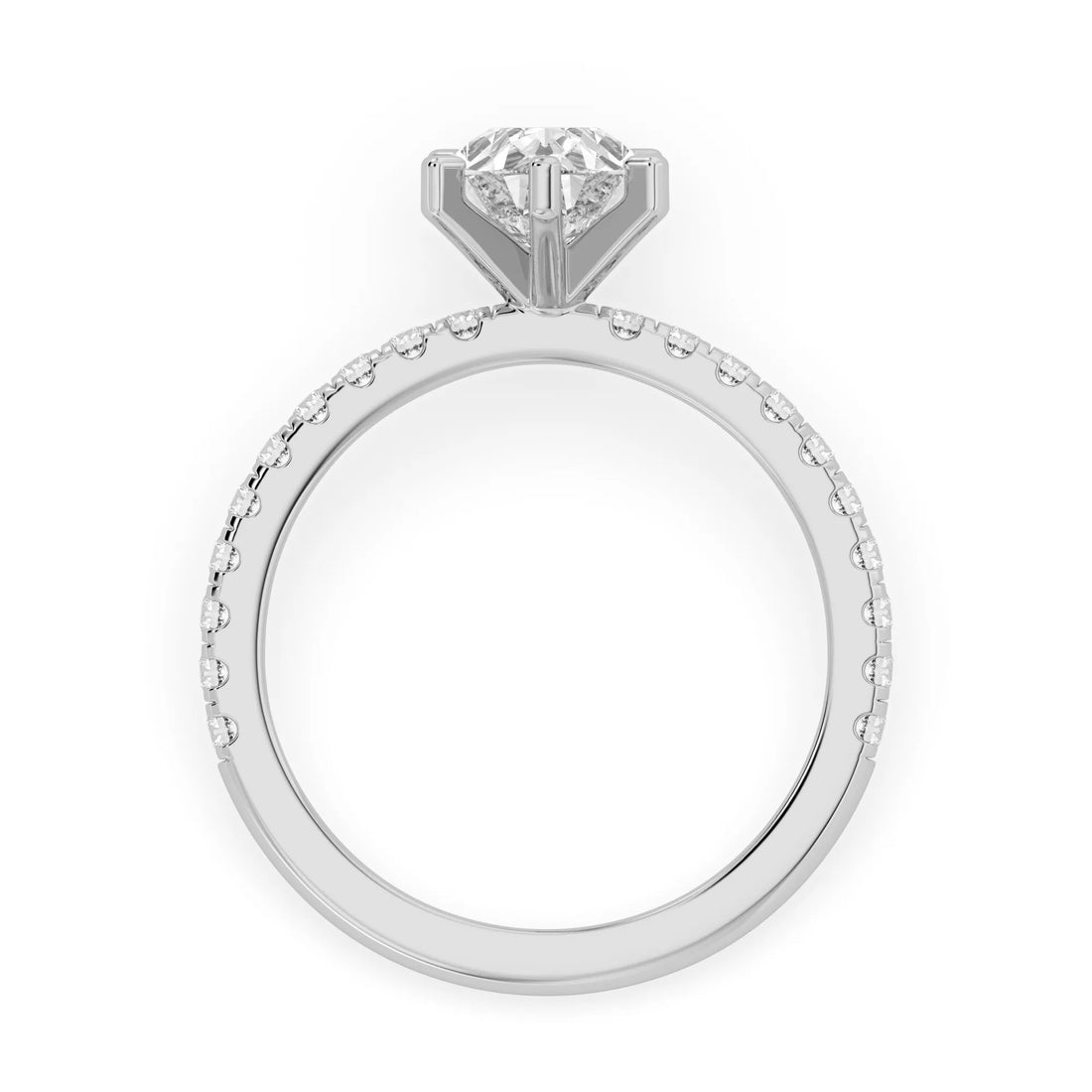 OctaPearl 2 ct Pear Cut Lab Grown Diamond Solitaire Pave Engagement Ring