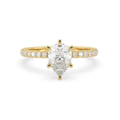 OctaPearl 2 ct Pear Cut Lab Grown Diamond Solitaire Pave Engagement Ring