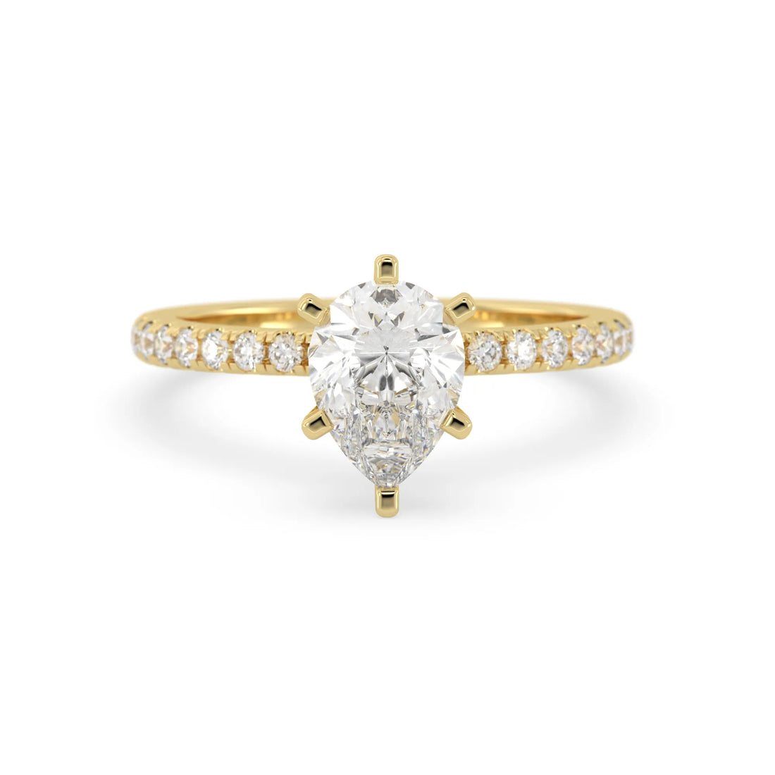 OctaPearl 2 ct Pear Cut Lab Grown Diamond Solitaire Pave Engagement Ring