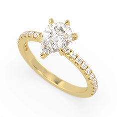 OctaPearl 2 ct Pear Cut Lab Grown Diamond Solitaire Pave Engagement Ring - alternate view
