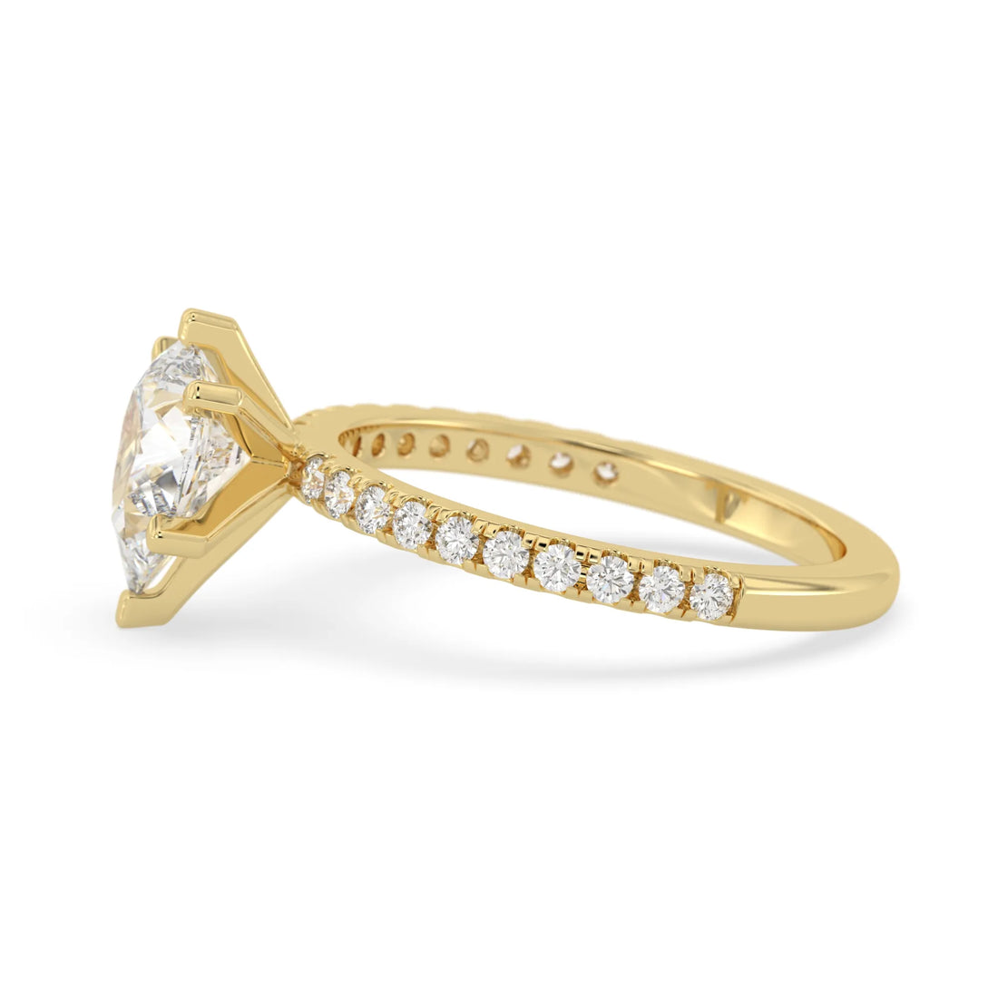 OctaPearl 2 ct Pear Cut Lab Grown Diamond Solitaire Pave Engagement Ring