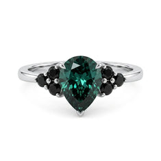 Pear Cut Moissanite Accent Stone Engagement Ring