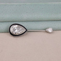 20ct Pear Cut Moissanite 925 Sterling Silver Brooch