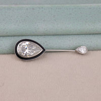 20ct Pear Cut Moissanite 925 Sterling Silver Brooch