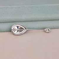 20ct Pear Cut Moissanite 925 Sterling Silver Brooch