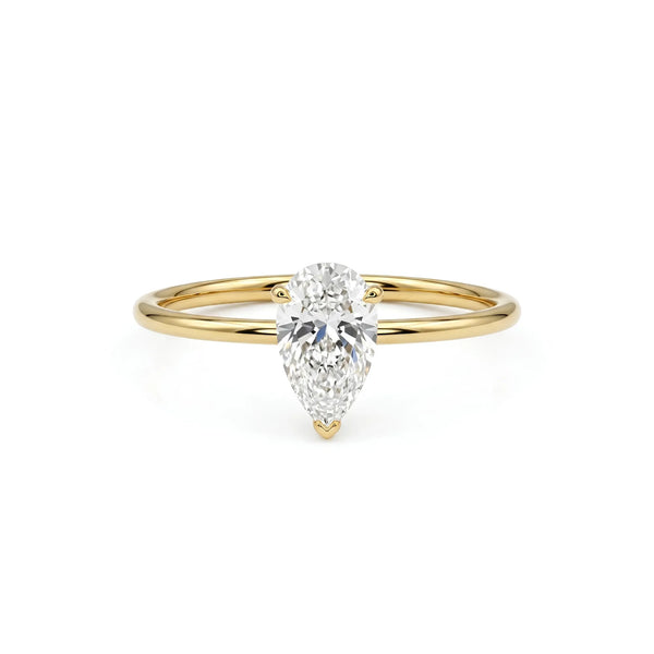 Pear Cut Moissanite Solitaire Engagement Ring