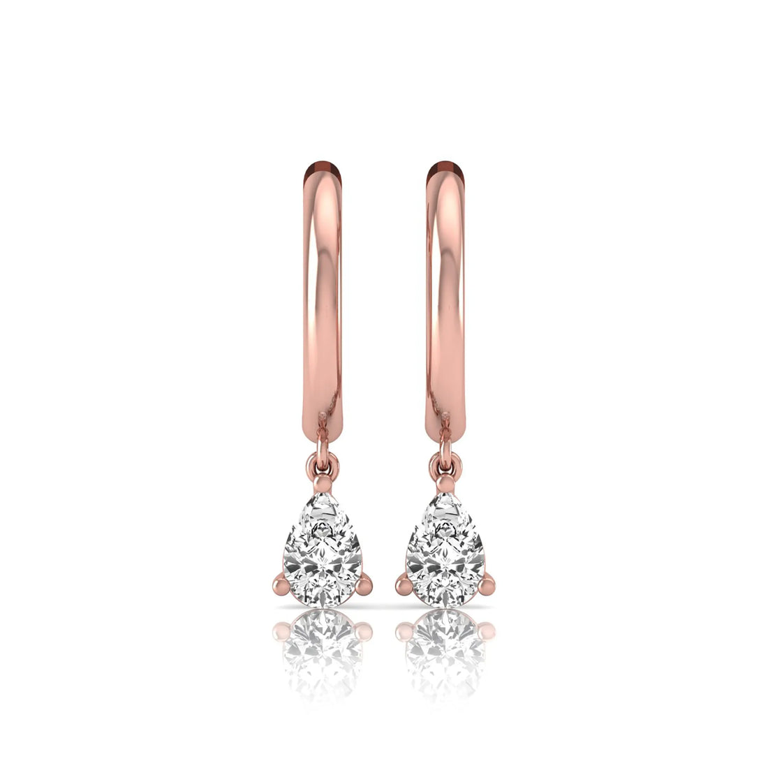 OctaPearl Pear Drop Lab Grown Diamond Huggie Hoop Earrings