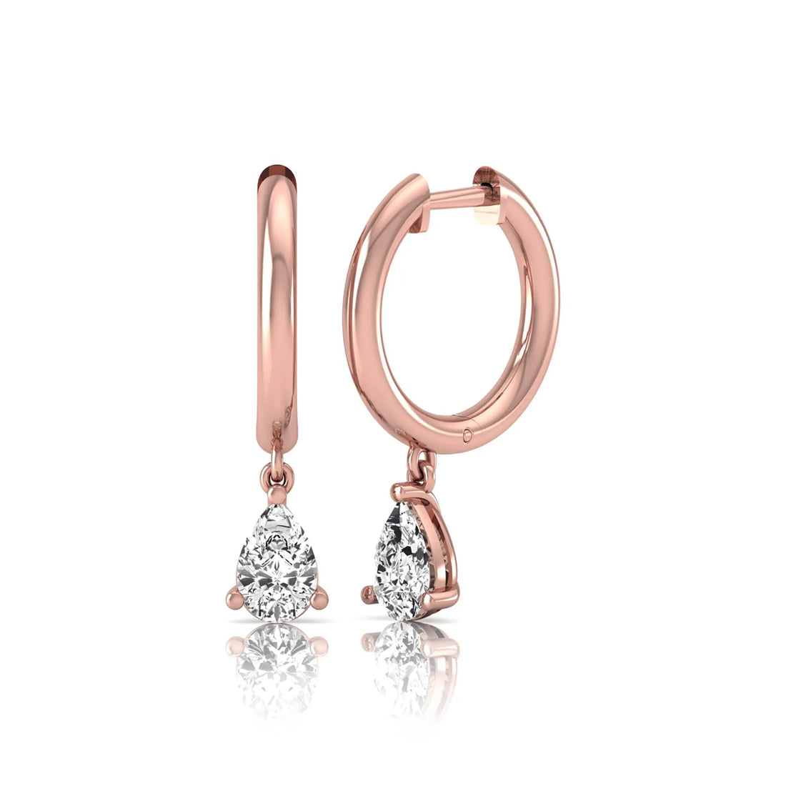 OctaPearl Pear Drop Lab Grown Diamond Huggie Hoop Earrings