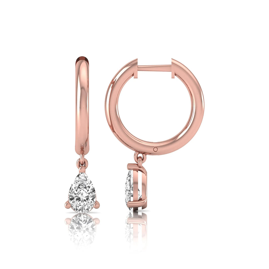 OctaPearl Pear Drop Lab Grown Diamond Huggie Hoop Earrings
