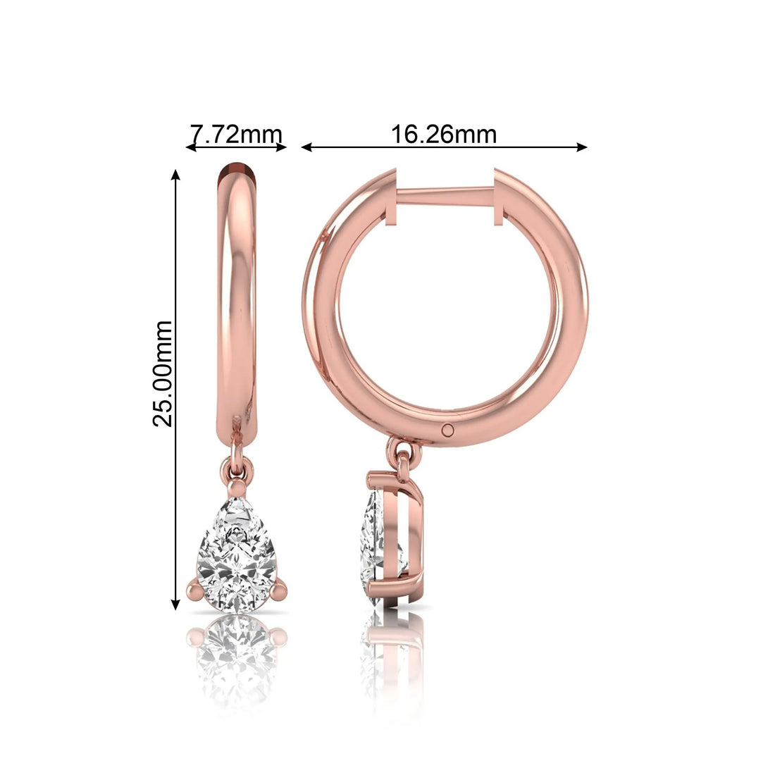 OctaPearl Pear Drop Lab Grown Diamond Huggie Hoop Earrings