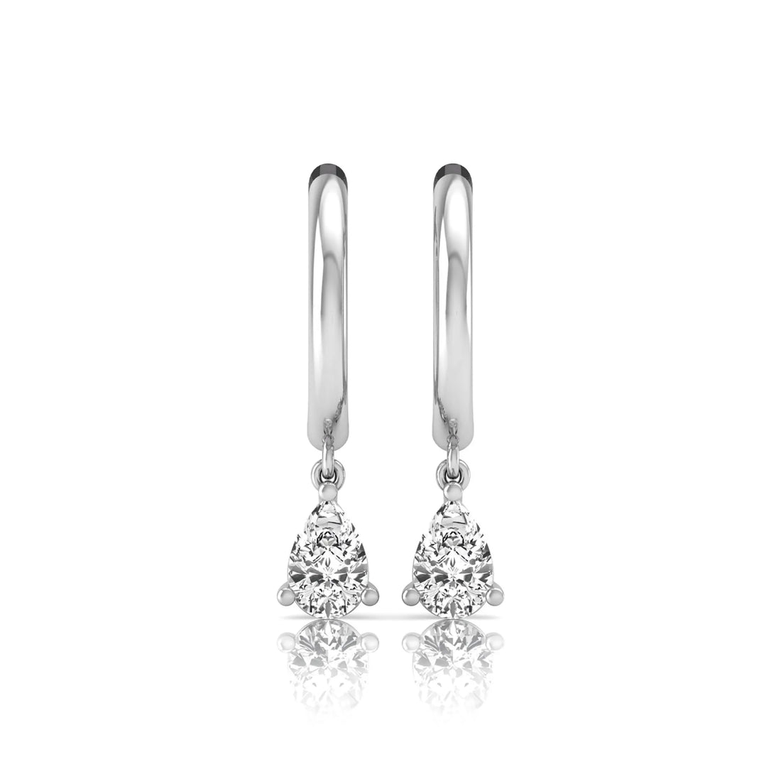 OctaPearl Pear Drop Lab Grown Diamond Huggie Hoop Earrings