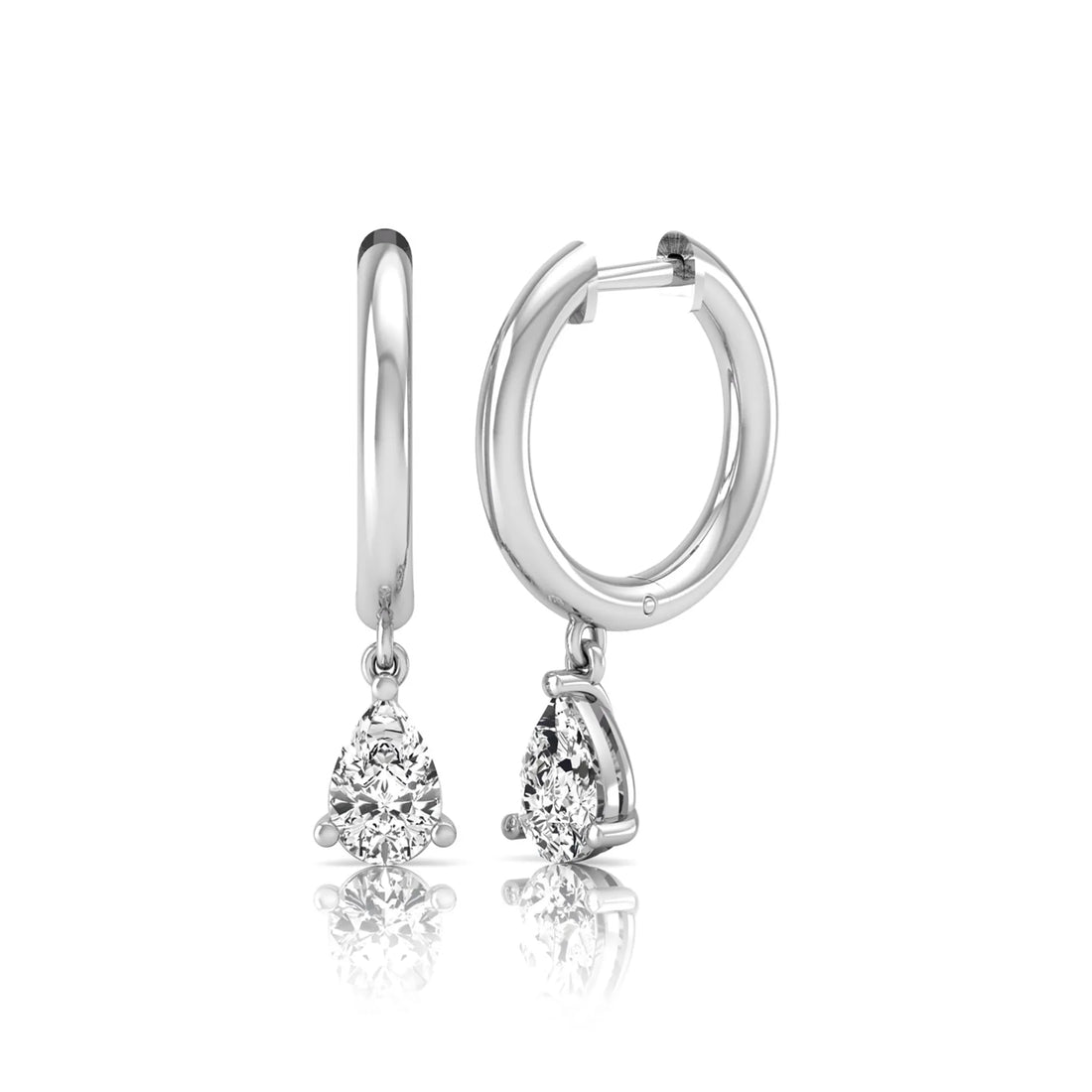OctaPearl Pear Drop Lab Grown Diamond Huggie Hoop Earrings