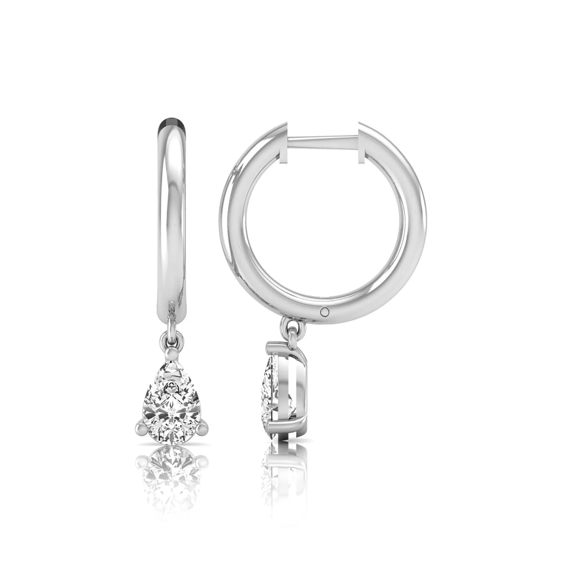 OctaPearl Pear Drop Lab Grown Diamond Huggie Hoop Earrings