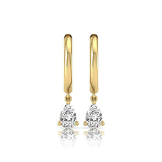 OctaPearl Pear Drop Lab Grown Diamond Huggie Hoop Earrings - alternate view