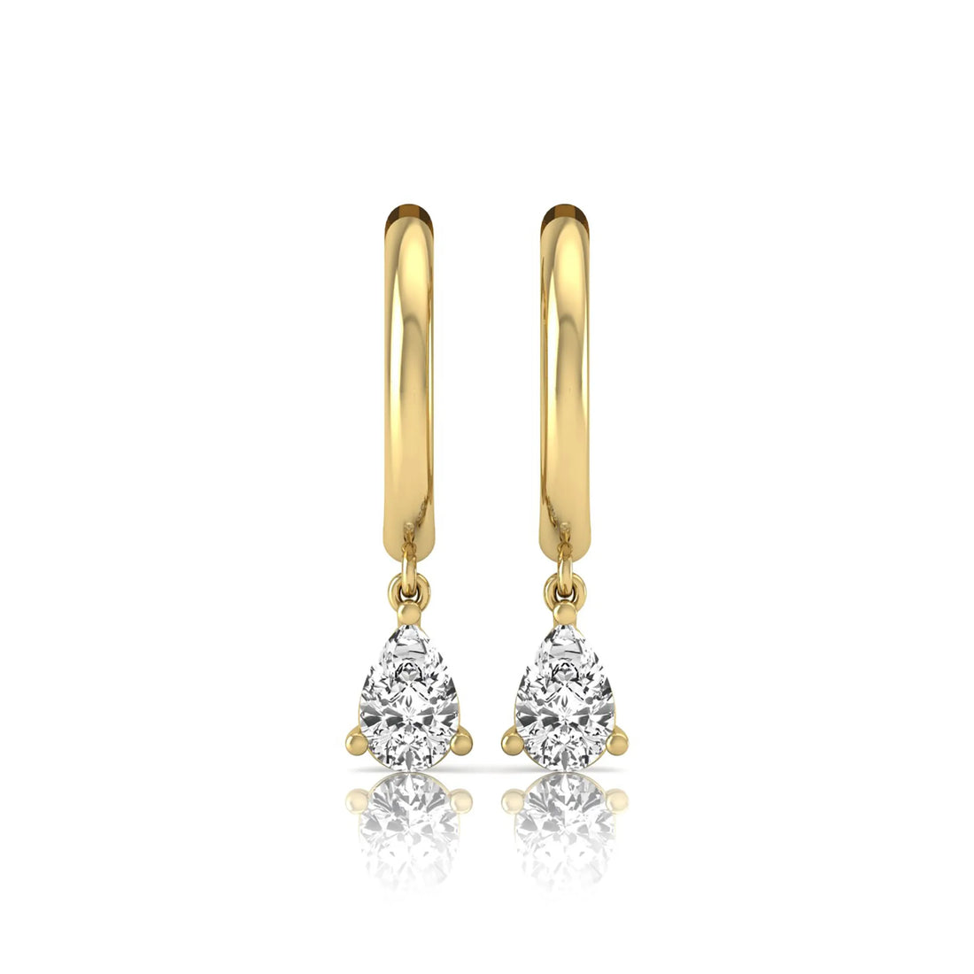 OctaPearl Pear Drop Lab Grown Diamond Huggie Hoop Earrings