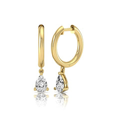 OctaPearl Pear Drop Lab Grown Diamond Huggie Hoop Earrings