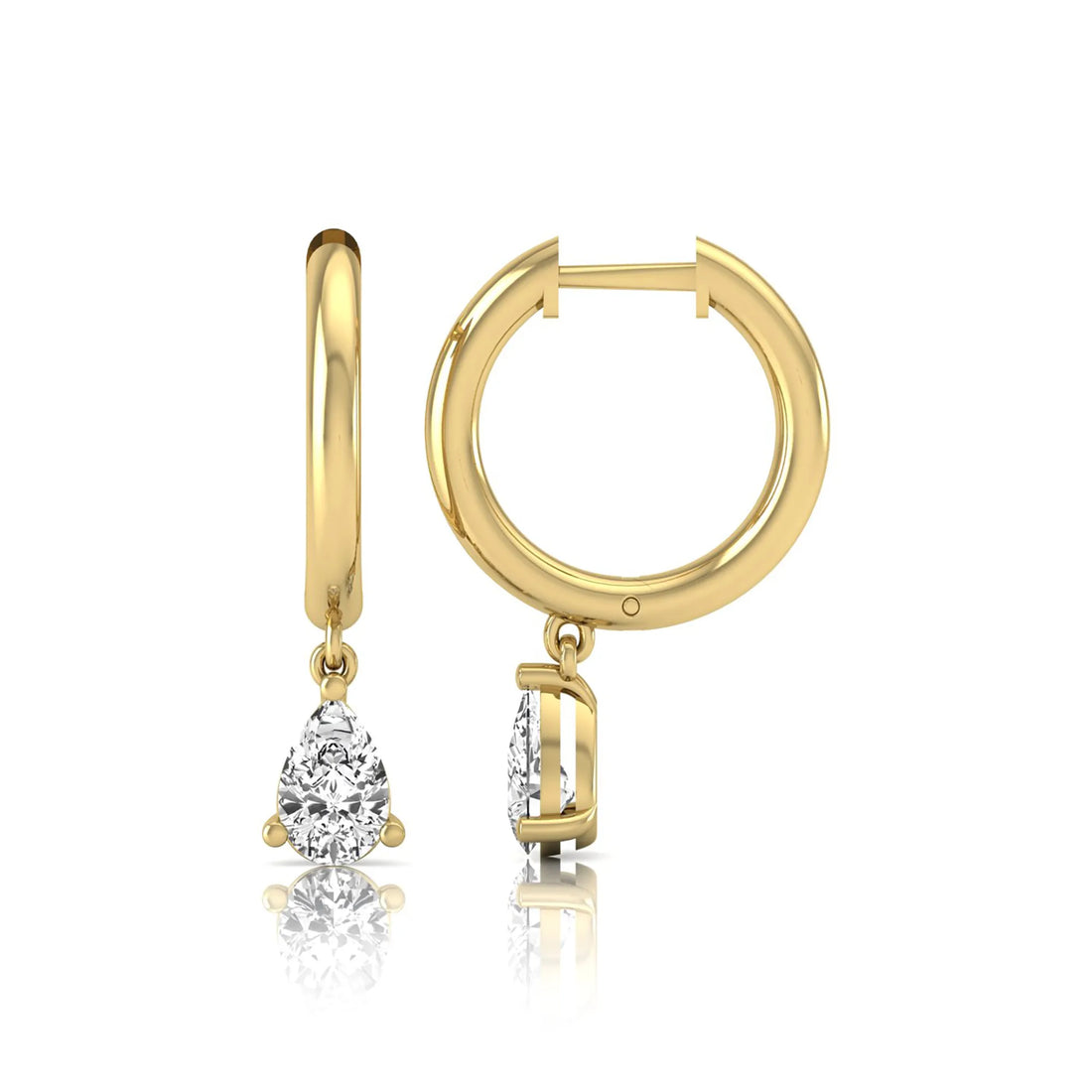 OctaPearl Pear Drop Lab Grown Diamond Huggie Hoop Earrings