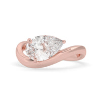 Pear east west lab grown diamond solitaire engagement ring with 1.50 carat center diamond in rose gold