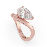 Pear east west lab grown diamond solitaire engagement ring with 1.50 carat center diamond in rose gold