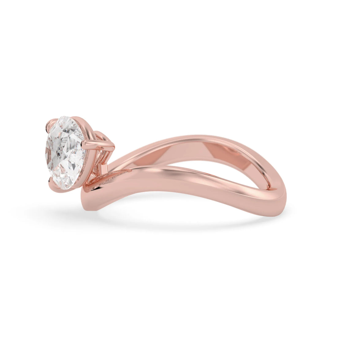 Pear east west lab grown diamond solitaire engagement ring with 1.50 carat center diamond in rose gold
