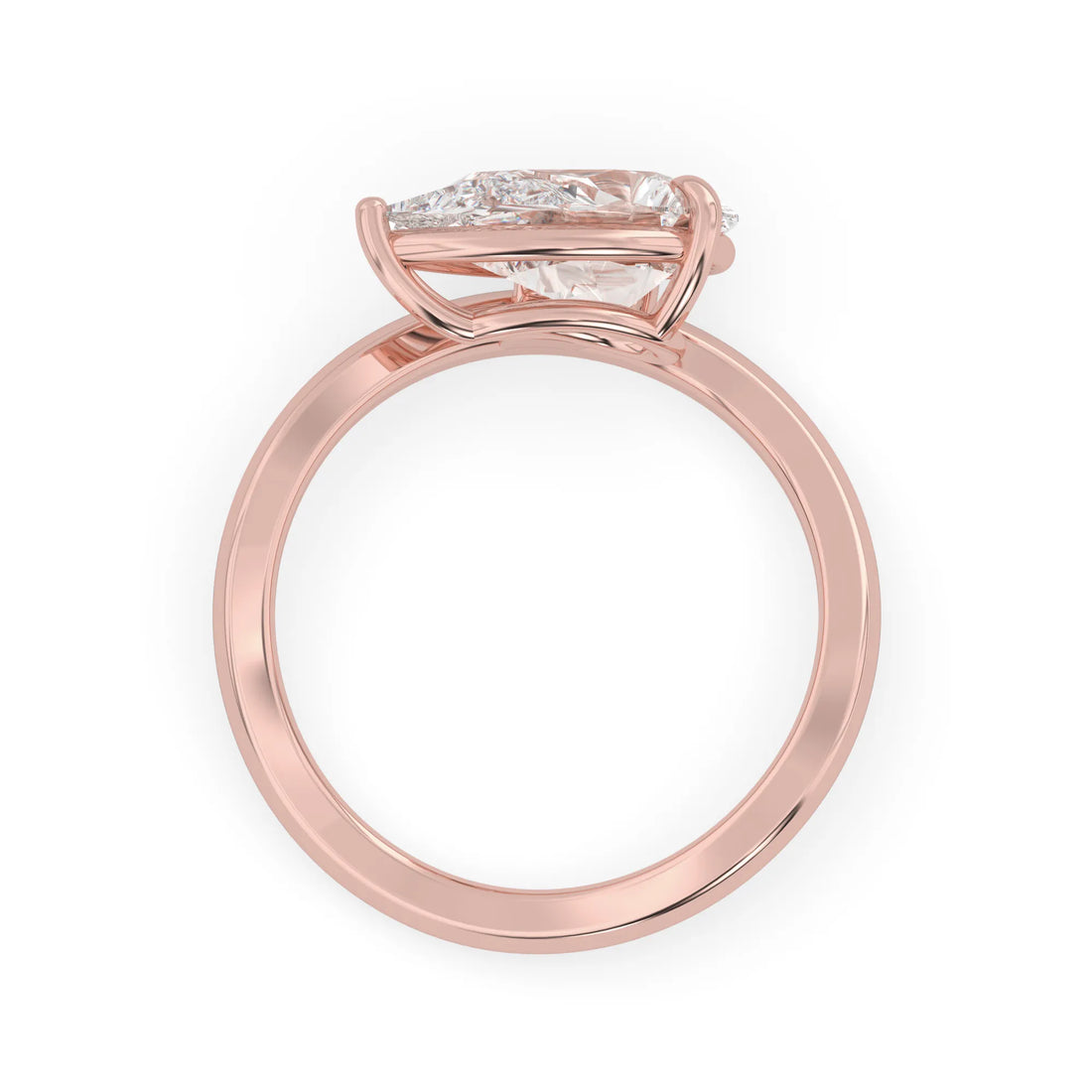 Pear east west lab grown diamond solitaire engagement ring with 1.50 carat center diamond in rose gold