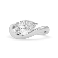 Pear east west lab grown diamond solitaire engagement ring with 1.50 carat center diamond in white gold
