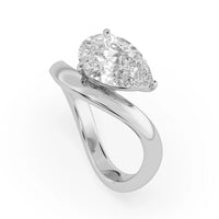 Pear east west lab grown diamond solitaire engagement ring with 1.50 carat center diamond in white gold