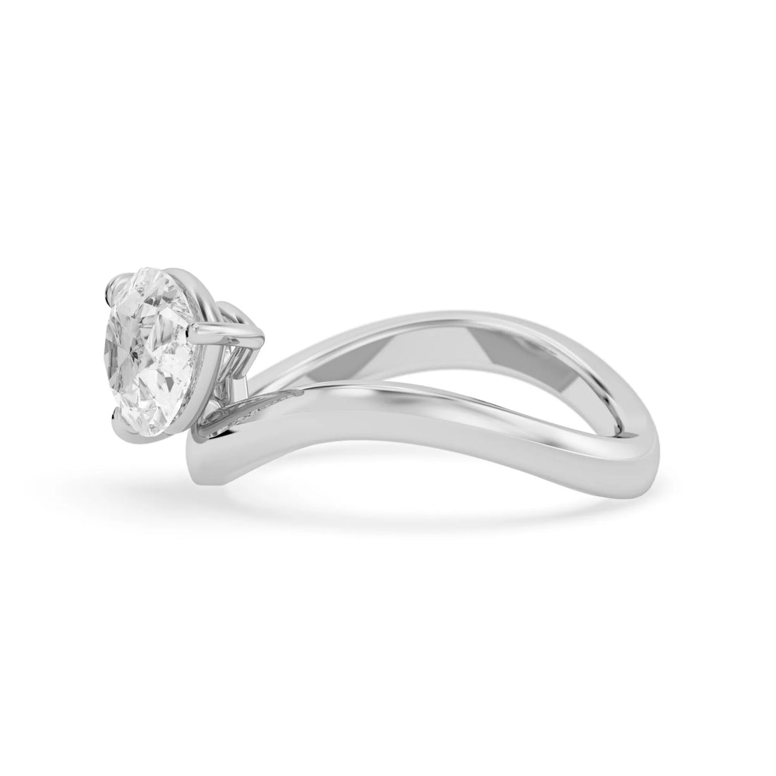 Pear east west lab grown diamond solitaire engagement ring with 1.50 carat center diamond in white gold