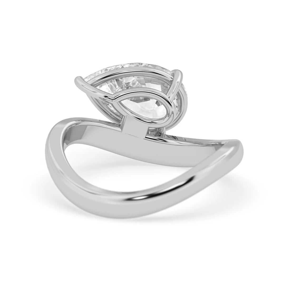 Pear east west lab grown diamond solitaire engagement ring with 1.50 carat center diamond in white gold
