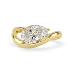 Pear east west lab grown diamond solitaire engagement ring with 1.50 carat center diamond in yellow gold