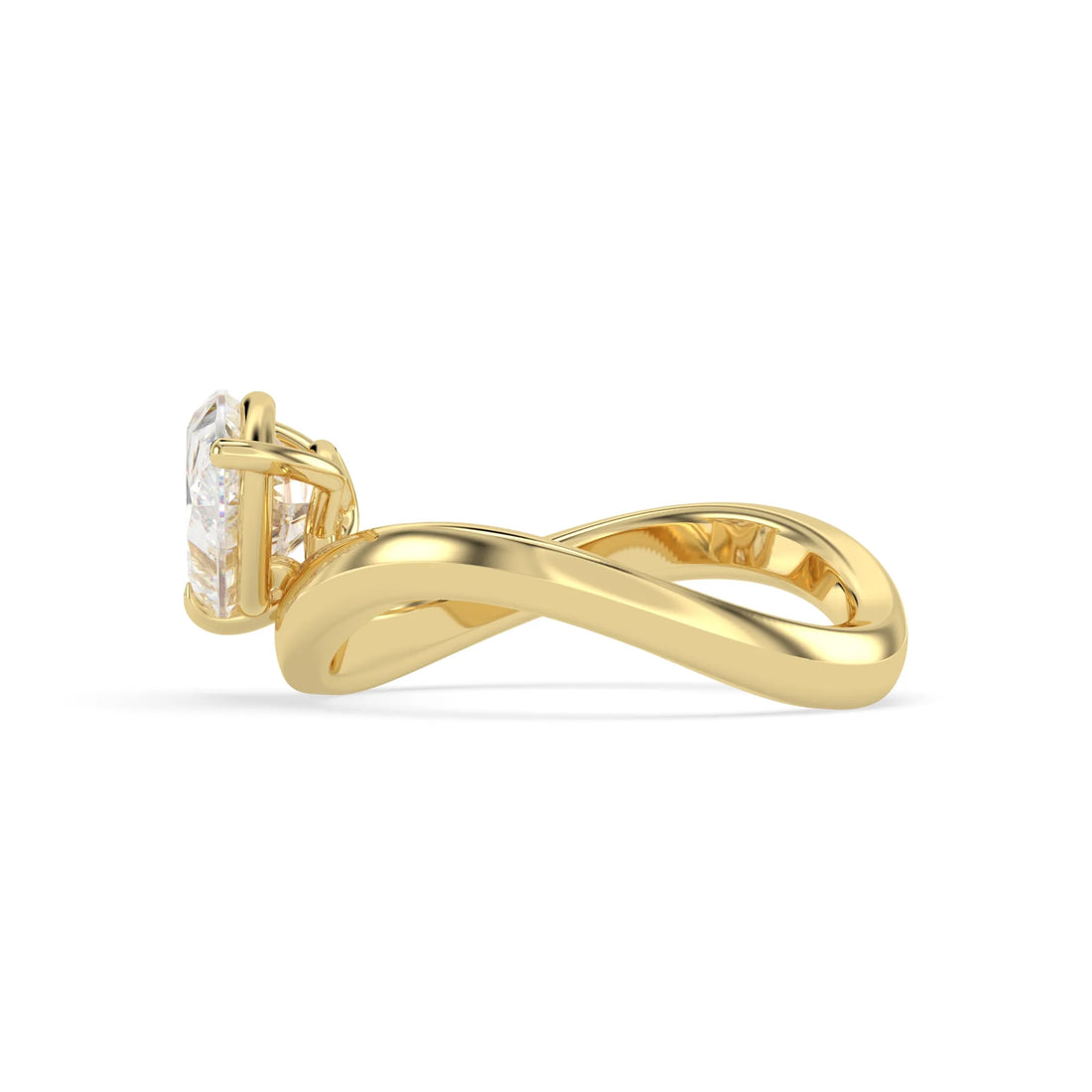 Pear east west lab grown diamond solitaire engagement ring with 1.50 carat center diamond in yellow gold