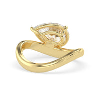 Pear east west lab grown diamond solitaire engagement ring with 1.50 carat center diamond in yellow gold