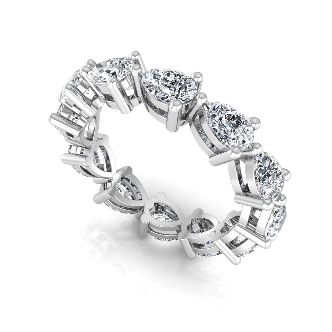 OctaPearl Pear Cut Lab Grown Diamond Minimalist Full Eternity Wedding Band