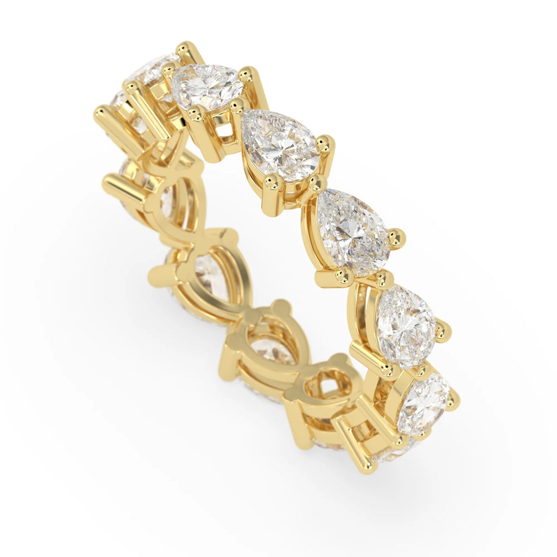 OctaPearl Pear Cut Lab Grown Diamond Minimalist Full Eternity Wedding Band
